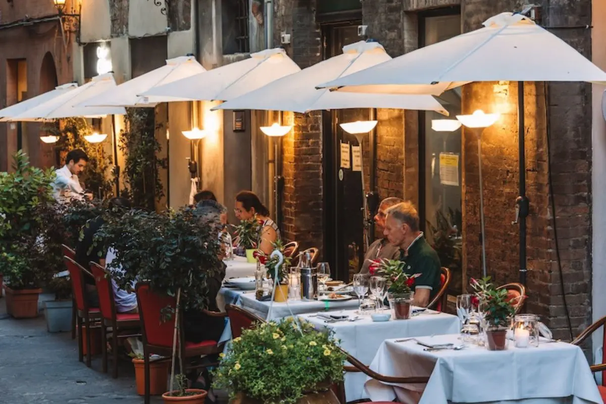 cozy terrace restaurant in Siena, Tuscany